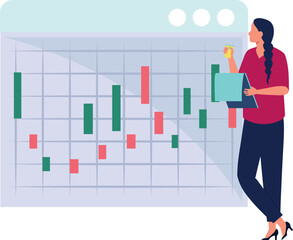 Fototapeta premium The girl is looking at the business data.