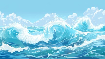Sea ocean wave nature background illustration generated by ai