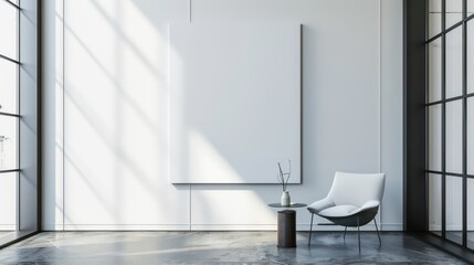 Clean and Modern Interior with Empty Wall, Mockup for Art or Paintings, Blank Wall Mockup, Bright and Minimalistic Interior Design.
