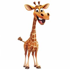 Obraz premium Adorable Cartoon Giraffe with Big Eyes