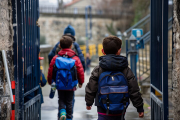 Boy with backpack for back to school