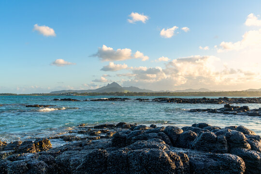 Calm blue sea, Trou d'Eau Douce, Mauritius Island