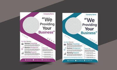 Corporate business flyer template design set with 2 different color. marketing, business proposal, promotion, advertise, publication, cover page. new digital marketing flyer set.
