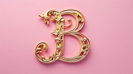 Fancy alphabet letters B on pink background