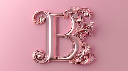 Fancy alphabet letters B on pink background