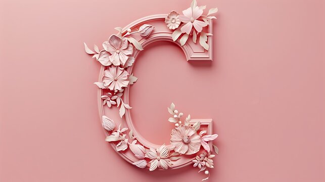 Fancy alphabet letters C on pink background