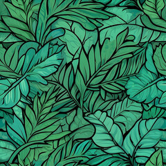 seamless pattern with green leaves, vector ready for design 