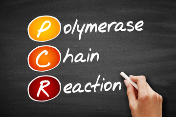 PCR - Polymerase Chain Reaction acronym, medical concept background