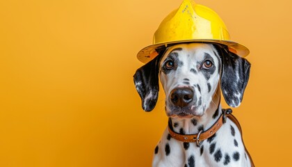 Dalmatian dog poster in firefighter helmet with ample room for personalized text or quotes