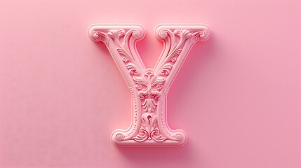 Fototapeta premium Fancy alphabet letters Y on pink background