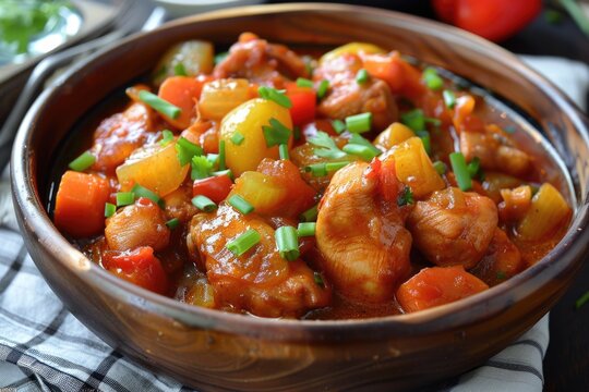 Bowl of food with meat and vegetables in it, filipino recipes, food background 