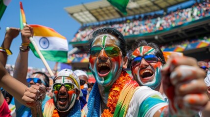 Indian Fans Enjoying a Cricket Match