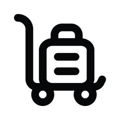 Luggage cart, parcel trolley vector design isolated on white background, dolly icon