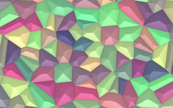 Abstract Polygonal Geometric Surface Circles 1A clean soft low poly motion background of shifting colorful triangles, seamless circles 4K.