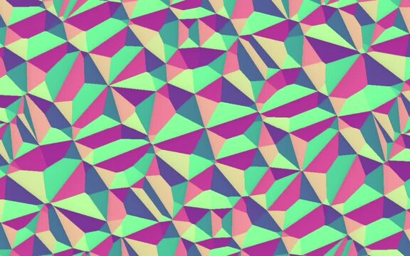 Abstract Polygonal Geometric Surface Circles 1A clean soft low poly motion background of shifting colorful triangles, seamless circles 4K.