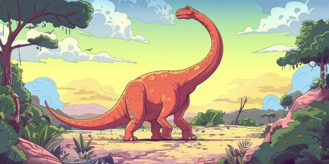 Colorful Dinosaur in Prehistoric Landscape