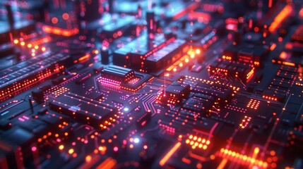 Red abstract circuit board technology backgroundcuit board background