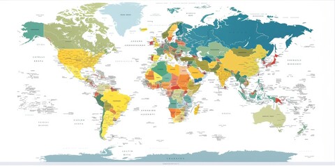 Obraz premium Topographic World Map Illustration