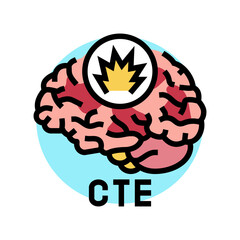 chronic traumatic encephalopathy color icon vector. chronic traumatic encephalopathy sign. isolated symbol illustration