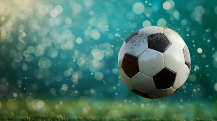 Obraz premium Soccer football banner background with ball. Illustration generated by ai.