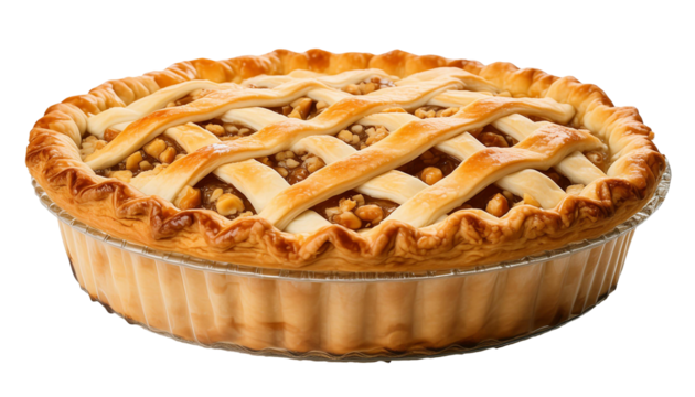 Tasty homemade apple pie on transparent background