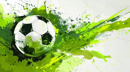 Soccer football banner background with ball. Illustration generated by ai.