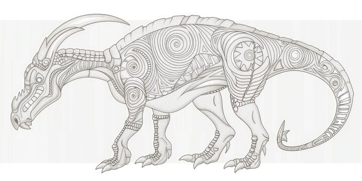 recommend clip art: Intricate Dinosaur Illustration