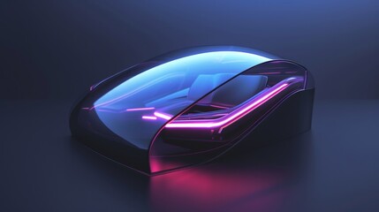 Futuristic electronic device with sleek design and neon lighting on a dark background. Concept of modern technology and innovation.