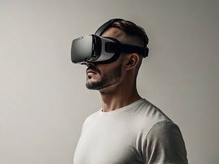 Fototapeta premium 3D render of VR headset with goggles