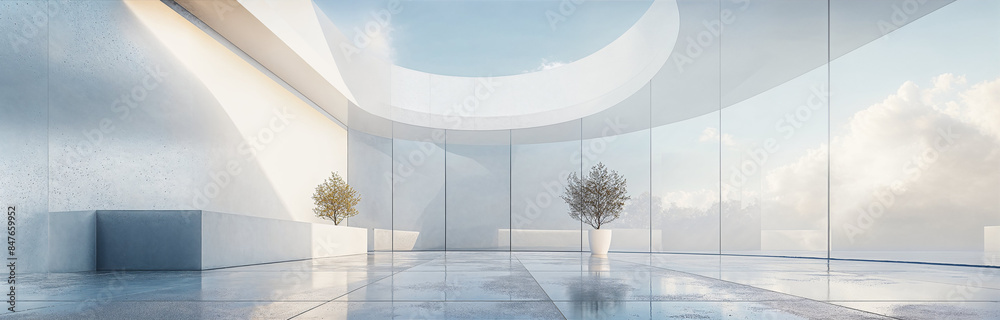 Wall mural empty minimal abstract architecture building interior or exterior concrete design open space floor c