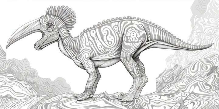 recommend clip art: Detailed Dinosaur Line Art