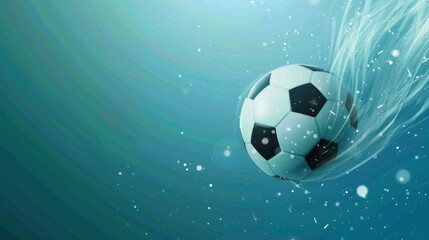 Fototapeta premium Soccer football banner background with ball. Illustration generated by ai.
