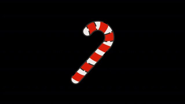 Candy Cane animated motion graphic with alpha channel. Candy Cane 4k video animation for web, mobile, and user interface needs