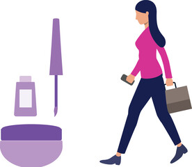 The girl is walking.