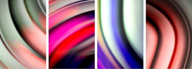 Rainbow style fluid color wave line background poster set. Vector Illustration For Wallpaper, Banner, Background, Card, Book Illustration, landing page