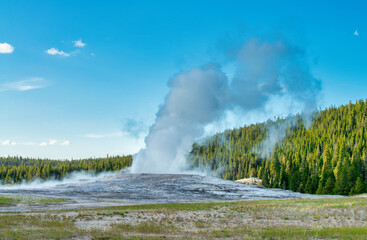 The famous Old Faithful Geyser, Yellowstone National Park