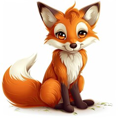 Obraz premium Adorable Cartoon Fox with Big Eyes