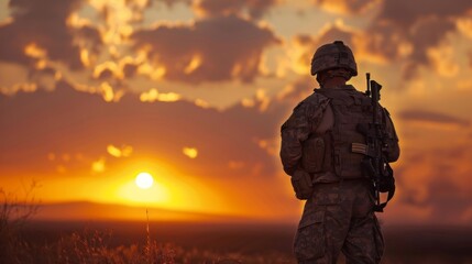 Fototapeta premium Soldier military army background. Veterans day illustration generated by ai