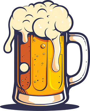recommend clip art: Beer mug clipart overflowing with frothy cartoon art style graphic
