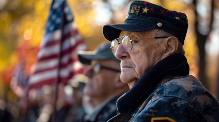 Obraz premium Old soldier. Happy veterans day illustration generated by ai