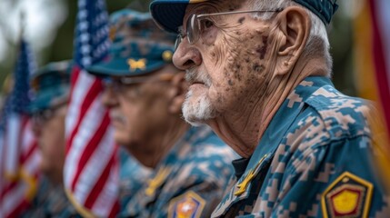 Obraz premium Old soldier. Happy veterans day illustration generated by ai