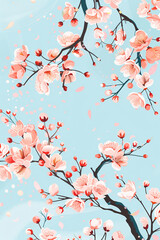 "Nature's Palette: Springtime Blossoms as a Tranquil Background"