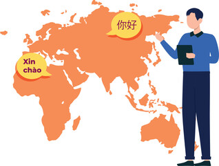 A boy showing the countries of the world. © Flaticons