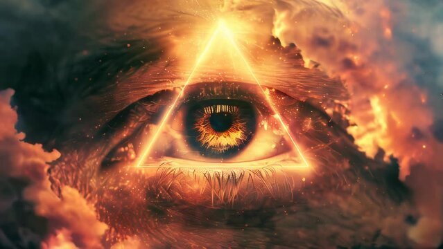 Human Eye With A Triangle Glowing All-Seeing Eye of God Eye of Providence Illuminati Masonic Symbol Conspiracy Theory