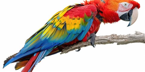 Fototapeta premium Cartoon Parrot with Bright Feathers
