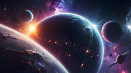 earth and moon, ai generated