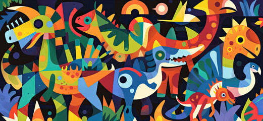 Playful Dinosaurs in a Fantasy World