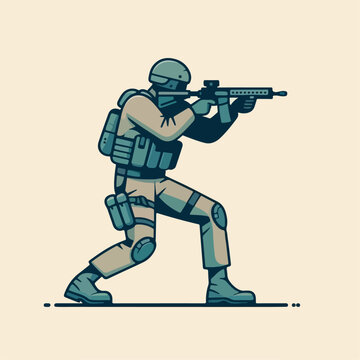 recommend clip art: Soldier vector illustration. simple flat