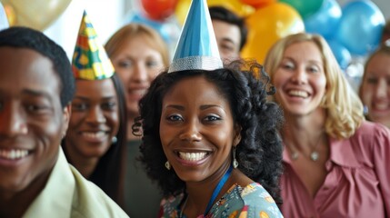 Friends celebrate at a birthday party