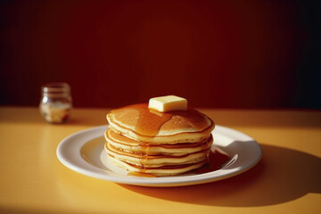パン, バター, パンケーキ, シロップ, メイプルシロップ, 朝食, おやつ, お菓子, bread, butter, pancakes, syrup, maple syrup, breakfast, snack, treat